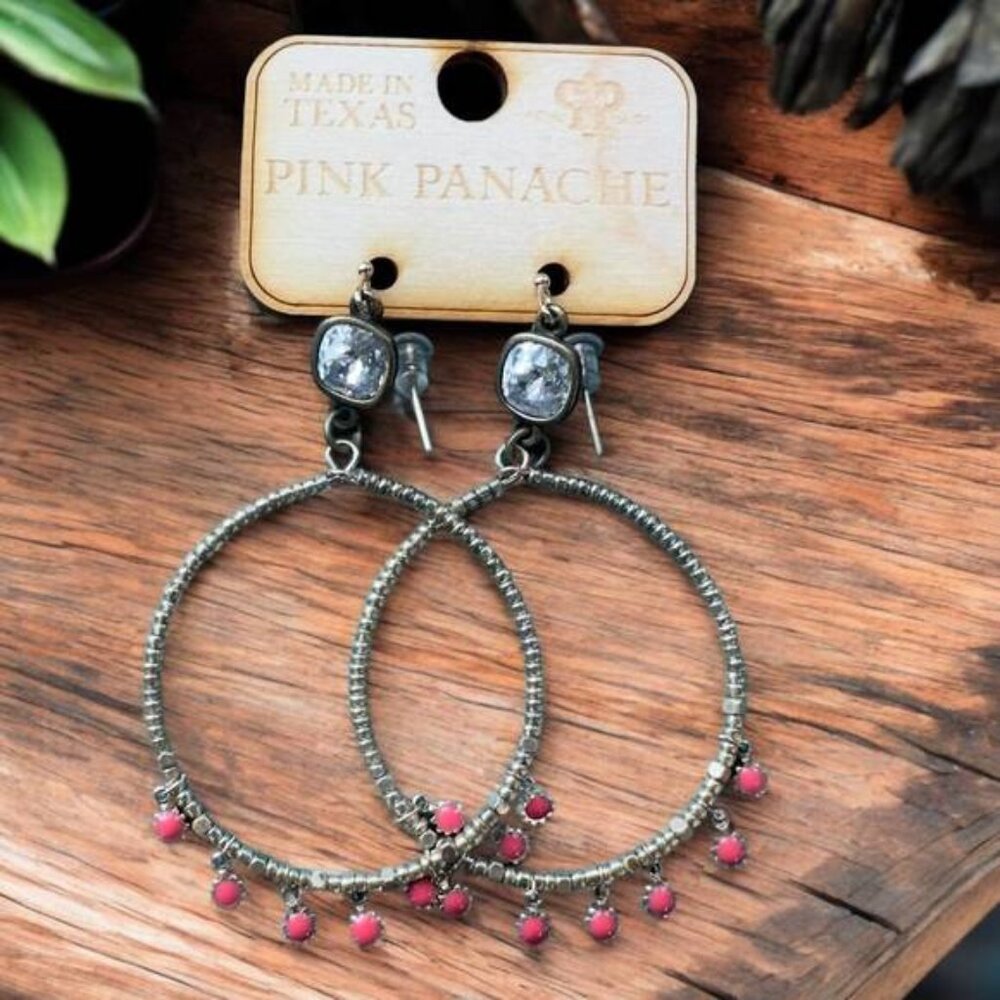 NEW PINK PANACHE charmed hoops in gold & pink
